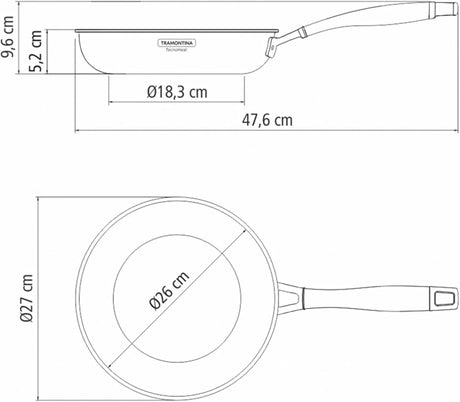 Tramontina 2.2L/26cm Grano Tri-Ply Stainless Steel Frying Pan - Silver (Oven Safe Skillet)