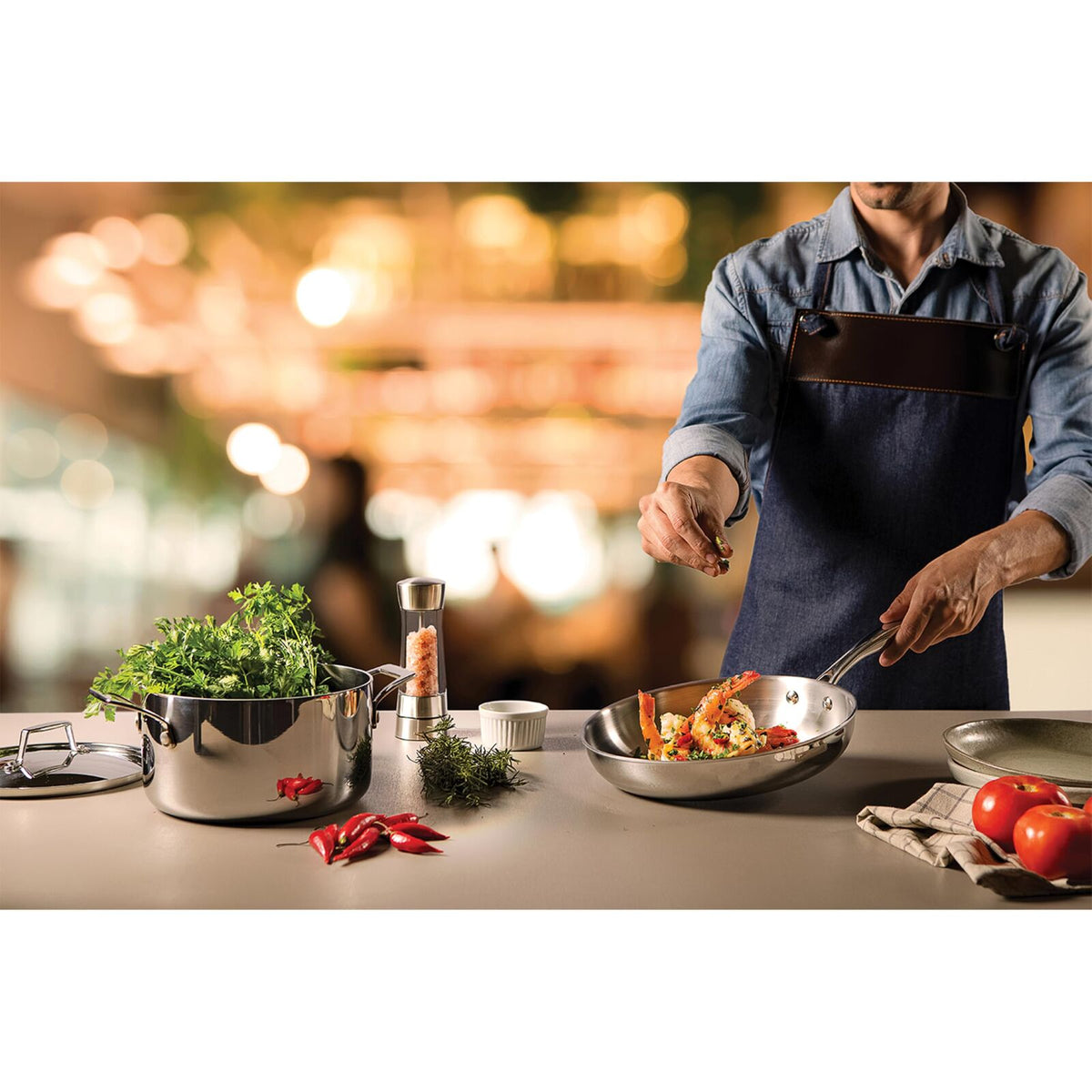 Tramontina 3.4L Grano Tri-Ply Stainless Steel Frying Pan 30cm in Silver