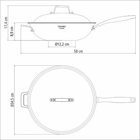 Tramontina 5.2L/32cm Grano Tri-Ply Stainless Steel Wok with Lid - Silver