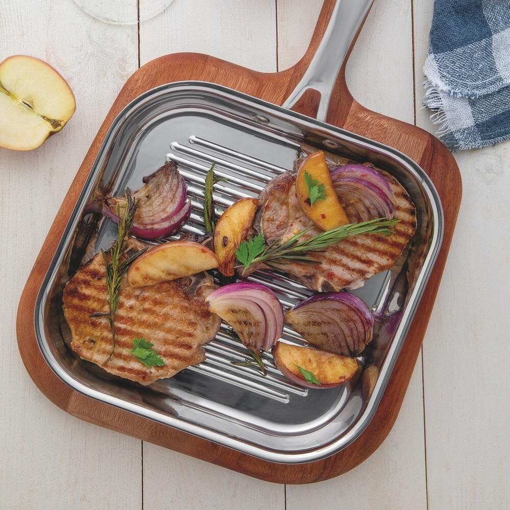 Tramontina 1.2L Grano Stainless Steel Skillet Grill Pan 43.9x23.4cm in Silver