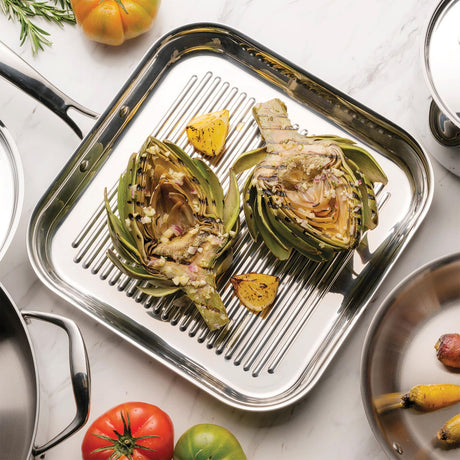 Tramontina 1.9L/28cm Grano Tri-Ply Stainless Steel Griddle Pan - Silver (Square Skillet)