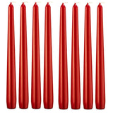 48x Metallic Red Tapered Dinner Candles 25cm Bulk Pack - Unscented (Tall Wedding Table Candles)