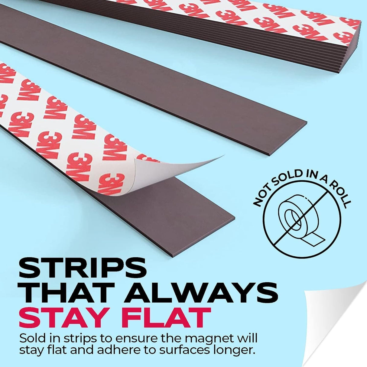 3x Armstrong 3M Magnetic Tape Strips with Adhesive Backing Bulk - 60 Fridge Strips Total (3 Packs of 20)