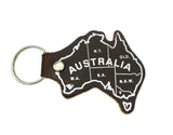 Jacaru 6406 Australia Map Leather Keyring - Gold Printed States (Made in Australia)