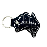 Jacaru 6406 Australia Map Leather Keyring - Gold Printed States (Made in Australia)
