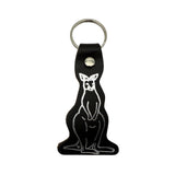 Jacaru 6408 Kangaroo Shape Printed Leather Keyring - Brown (Made in Australia)