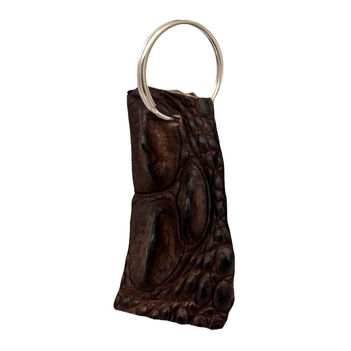 Jacaru 6412 Crocodile Leather Keyring - Brown (Genuine Australian Crocodile Backstrap Made in Australia)
