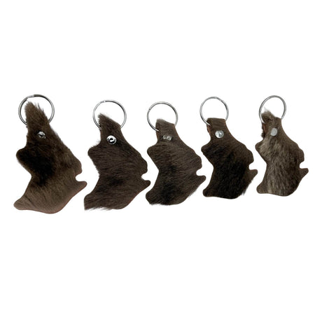 Jacaru 6415M Australia Map Kangaroo Fur Keyrings - 5 Pack (Made in Australia)