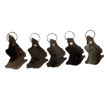 Jacaru 6415M Australia Map Kangaroo Fur Keyrings - 5 Pack (Made in Australia)