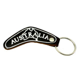 Jacaru 6418 Boomerang Leather Keyring - Brown (Made in Australia)