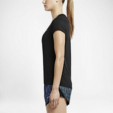 Nike Womens Dri-Fit Running Short Sleeve Gym T-Shirt - Black