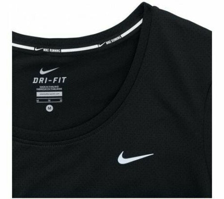 Nike Womens Dri-Fit Running Short Sleeve Gym T-Shirt - Black