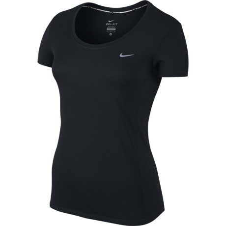 Nike Womens Dri-Fit Running Short Sleeve Gym T-Shirt - Black