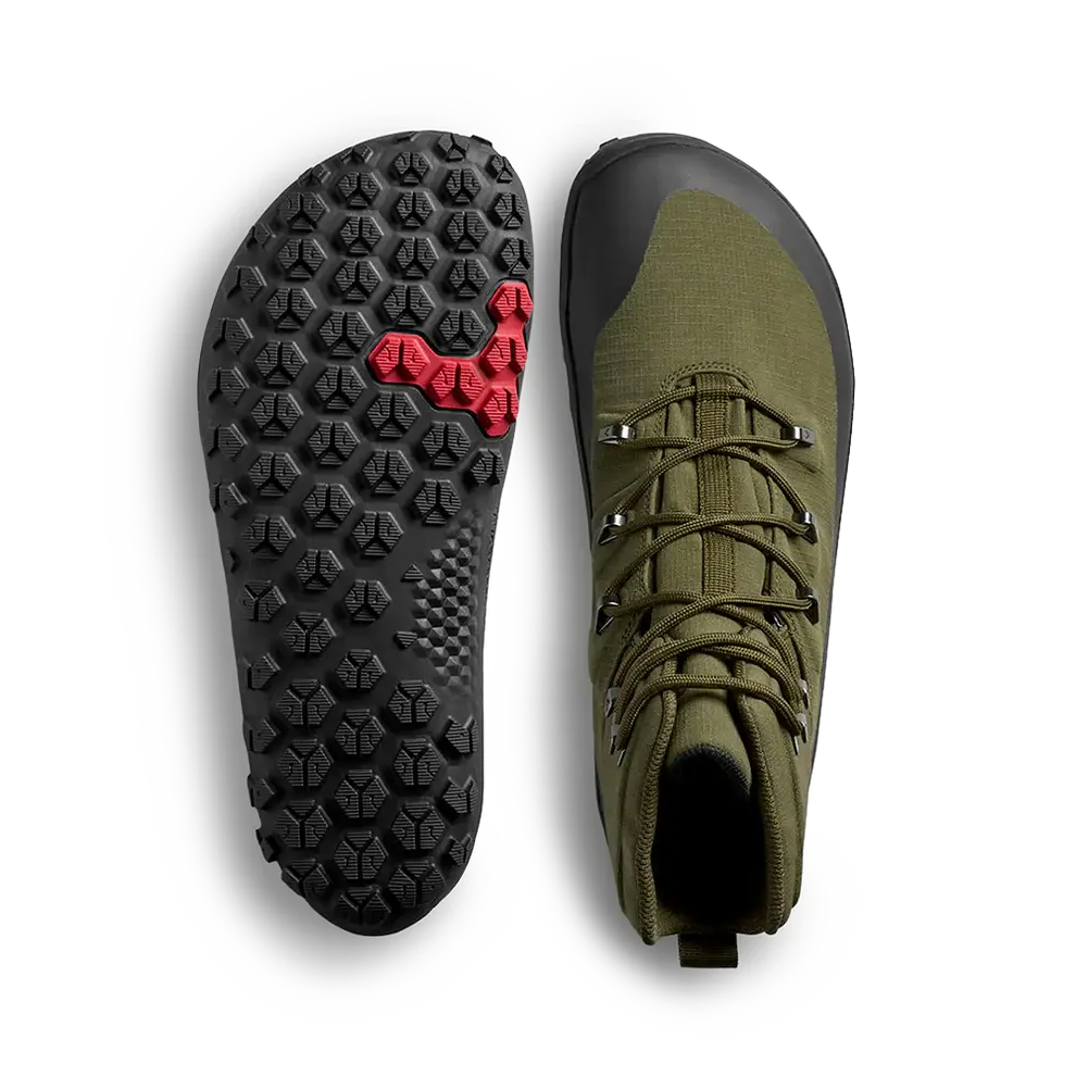 Vivobarefoot Womens Tracker Textile AT II Hiking Boots - Dark Olive (Waterproof Shoes)