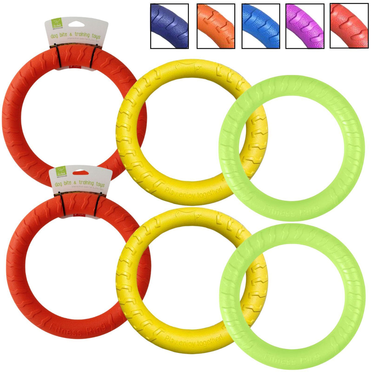 6x Medium 20cm Floating Dog Training Ring Bulk Pack - Chew Toy for ...