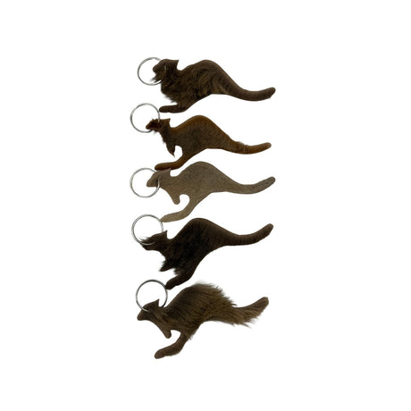 Jacaru 6509M Kangaroo Fur Keyrings - 5 Pack (Mixed Shades Made in Australia)