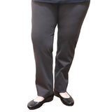 Womens Straight Leg Bengaline Pull On Stretch Work Pants Ladies Bottoms Ponte - Charcoal