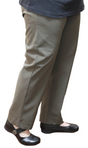 idyl Womens Straight Leg Bengaline Pants - Khaki (Pull On & Elastic Waist Stretch)