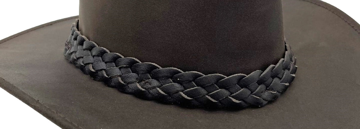 Jacaru 6531 Full Grain Leather Hatband - 5 Plait Replacement Band (Adjustable 75-80cm)