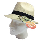 MELBOURNE HATS Trilby Ecuadorian Palm Straw Hat Handwoven Summer Panama Fedora - Putty