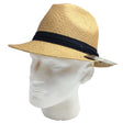 Melbourne Hats Mens Ecuadorian Palm Straw Trilby Hat - Natural (Handwoven Summer Panama Fedora) - Putty