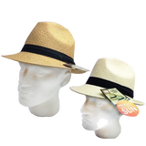 MELBOURNE HATS Trilby Ecuadorian Palm Straw Hat Handwoven Summer Panama Fedora - Natural