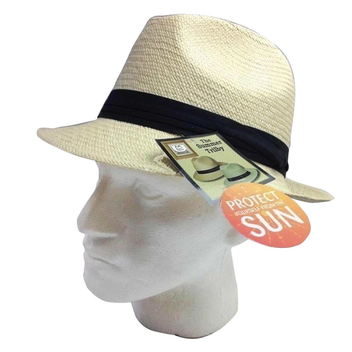 MELBOURNE HATS Trilby Ecuadorian Palm Straw Hat Handwoven Summer Panama Fedora - Natural