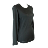 idyl Womens Pure Wool Long Sleeve Top - Black - Knit Base Layer (Made in Australia)