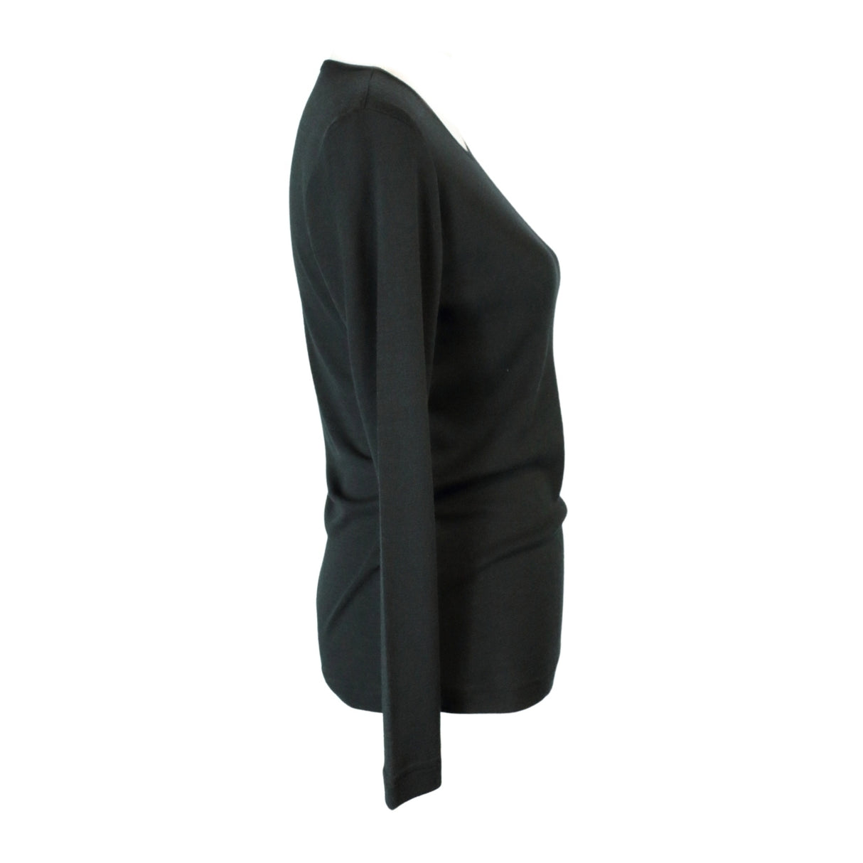 idyl Womens Pure Wool Long Sleeve Top - Black - Knit Base Layer (Made in Australia)