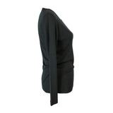 idyl Womens Pure Wool Long Sleeve Top - Black - Knit Base Layer (Made in Australia)