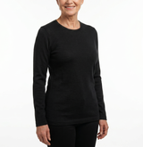 idyl Womens Pure Wool Long Sleeve Top - Black - Knit Base Layer (Made in Australia)