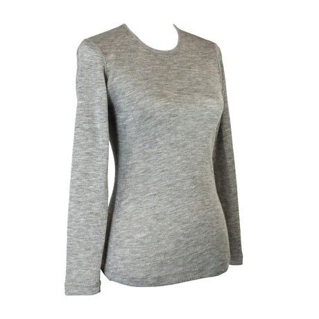 idyl Womens Pure Wool Long Sleeve Top - Grey Marle - Knit Base Layer (Made in Australia)