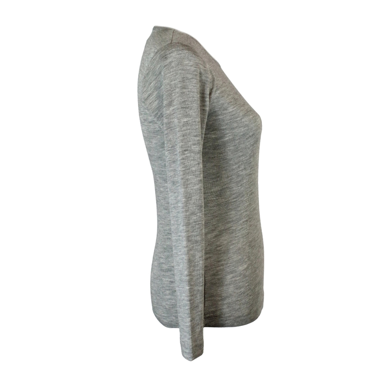 idyl Womens Pure Wool Long Sleeve Top - Grey Marle - Knit Base Layer (Made in Australia)