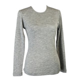 idyl Womens Pure Wool Long Sleeve Top - Grey Marle - Knit Base Layer (Made in Australia)