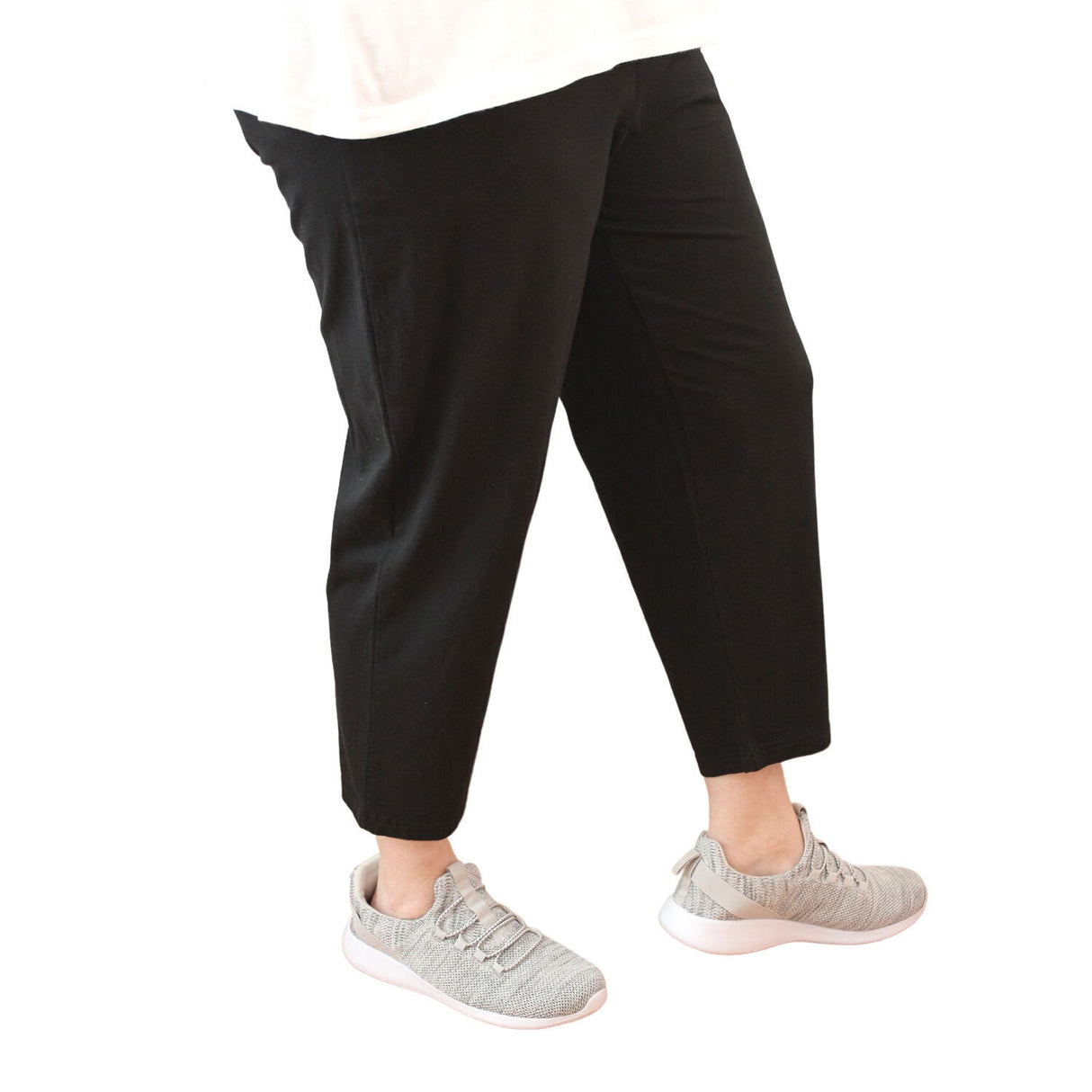 idyl Womens 100% Cotton Crop Pants - Black (Relaxed Fit Leggings)