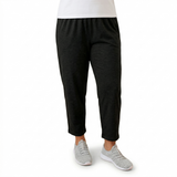 idyl Womens 100% Cotton Crop Pants - Black (Relaxed Fit Leggings)