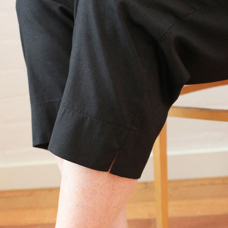 idyl Womens Linen/Cotton Crop Wide Leg Pants  - Black