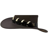 Jacaru 6582 Faux Leather Hatband with 6 Mini Bones - Brown (Adjustable 75-80cm)