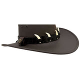 Jacaru 6582 Faux Leather Hatband with 6 Mini Bones - Brown (Adjustable 75-80cm)