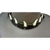 Jacaru 6582 Faux Leather Hatband with 6 Mini Bones - Brown (Adjustable 75-80cm)