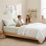 Renee Taylor Red Gum 250TC Cotton Percale Kids Sheet Set - Eucalyptus Leaf Print (OEKO-TEX Certified)