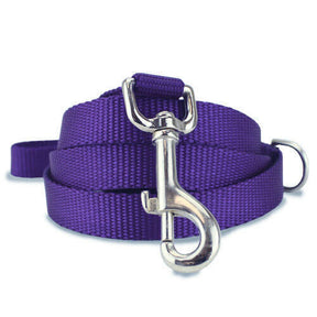 Plain Nylon Dog Leash - Training Obedience and Recall Lead (Assorted Colours)