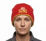 Gold Coast Suns AFL "Surf" Rib Knit Beanie - Footy Hat (Officially Licensed)