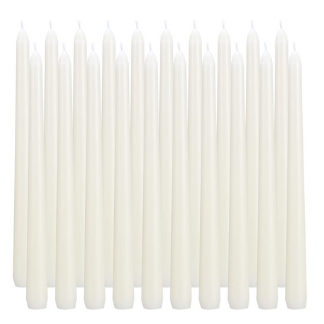 48x Ivory Tapered Dinner Candles 25cm Bulk Pack - Unscented (Tall Wedding Table Candles)