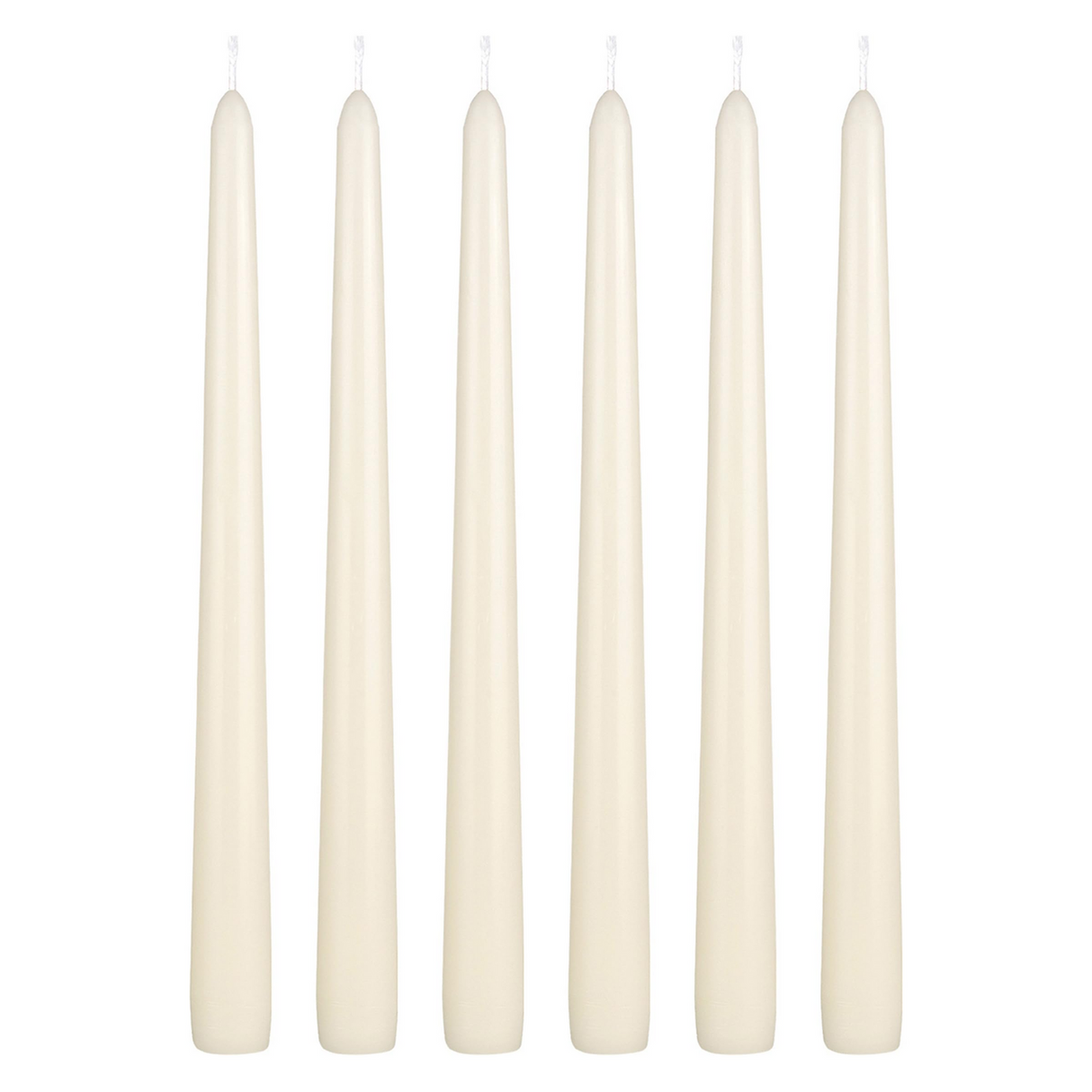 4x Ivory Tapered Dinner Candles 25cm - Unscented (Tall Wedding Table Candles)