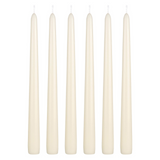 4x Ivory Tapered Dinner Candles 25cm - Unscented (Tall Wedding Table Candles)