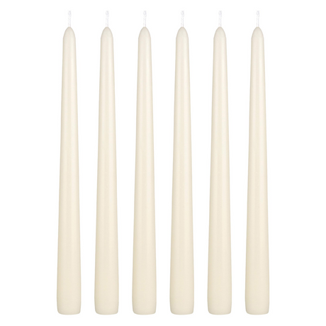 4x Ivory Tapered Dinner Candles 25cm - Unscented (Tall Wedding Table Candles)
