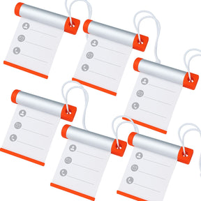 6x Funky Luggage Cylinder Tag Rollout Label for Address Details - Silver/Orange