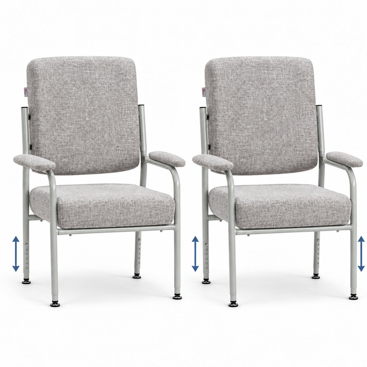 2x Charlie Height Adjustable High Seat Chair w/ Armrests - Grey (Orthopaedic Mid Back)