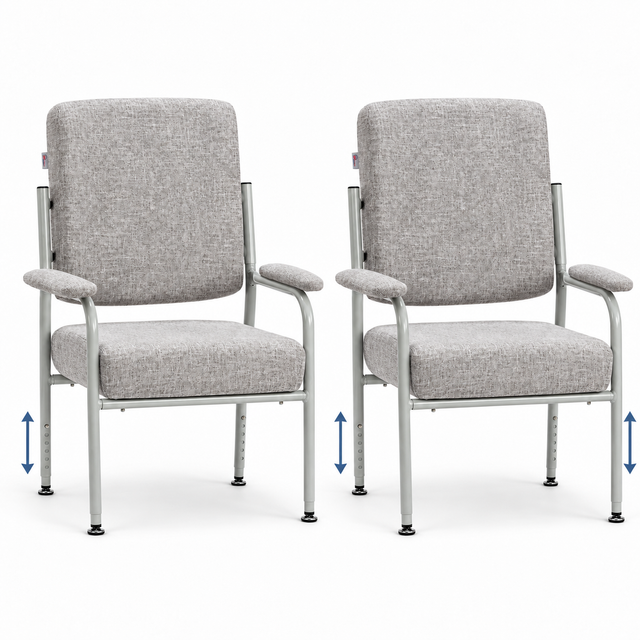 2x Charlie Height Adjustable High Seat Chair w/ Armrests - Grey (Orthopaedic Mid Back)